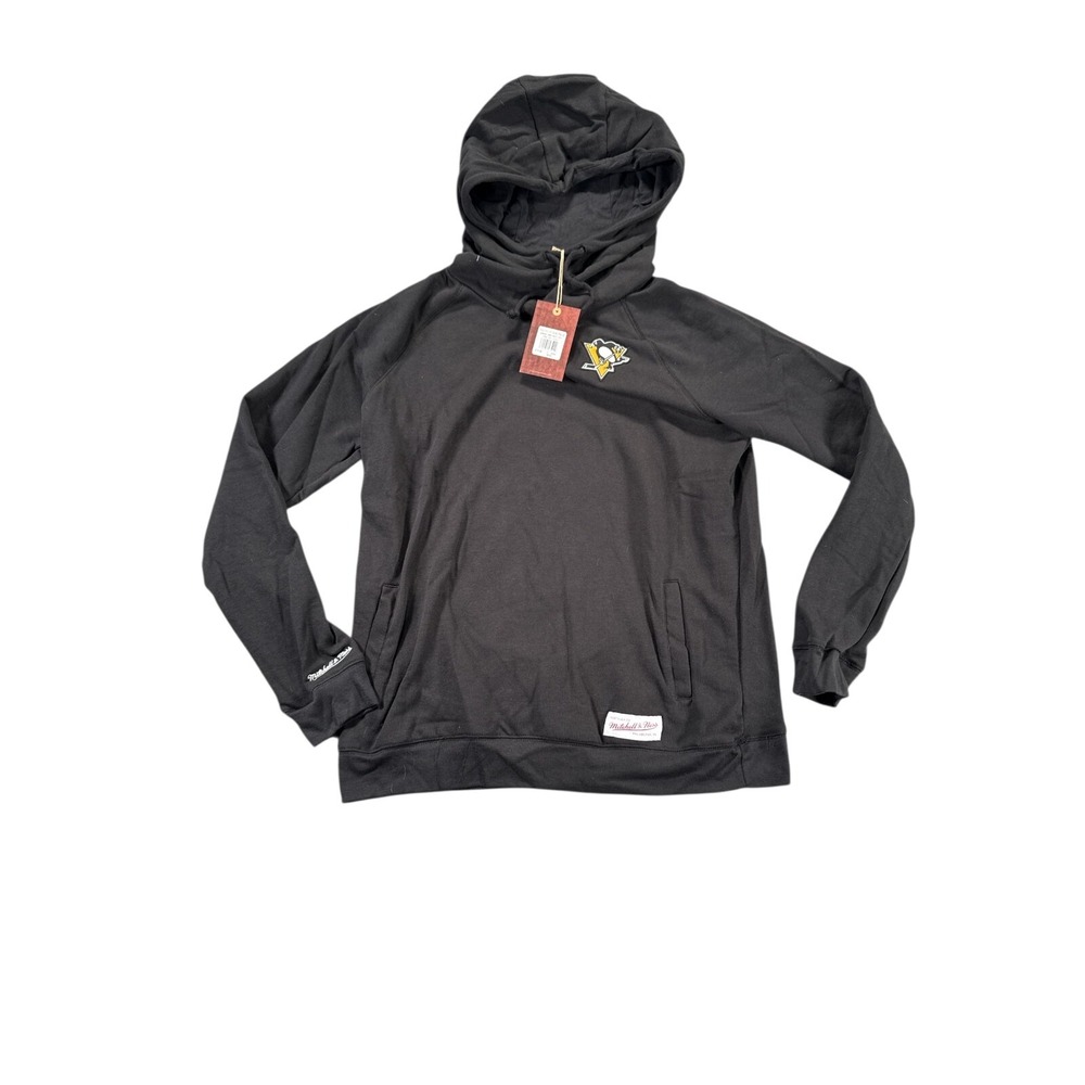 Mitchell & Ness Pittsburgh Penguins Hoodie Women's Small Black Funnel Neck‎ Logo